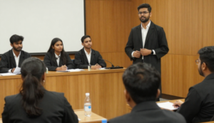 BBA LLB students participating in moot court practice