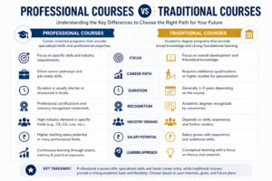 Professional Courses vs Traditional Courses infographics 